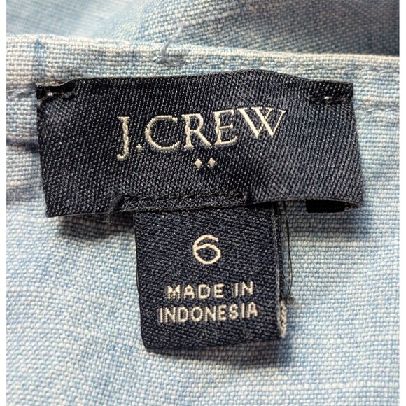 J. Crew Size 6 Chambray Dress Flutter Sleeve Babydoll Pockets Cotton Boho  Chic - Picture 8 of 12